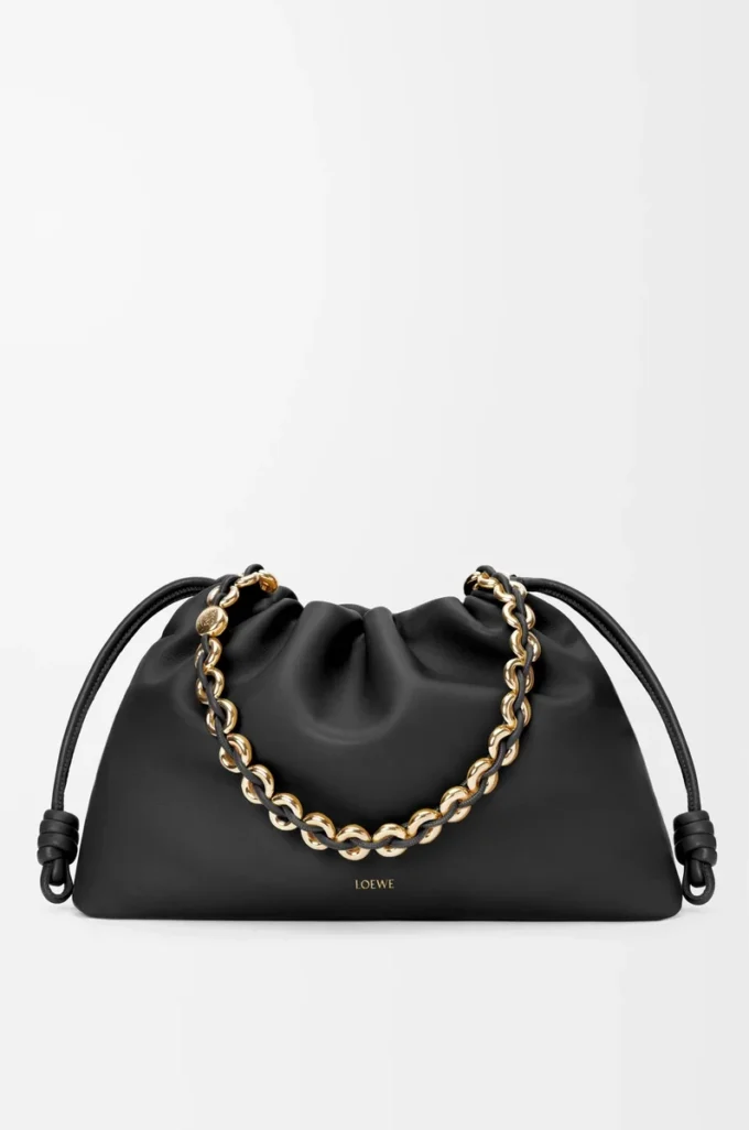 Large Flamenco purse in mellow nappa lambskin Black