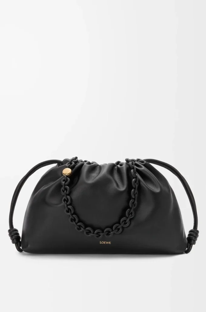 Large Flamenco purse in mellow nappa lambskin Black