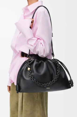 Large Flamenco purse in mellow nappa lambskin Black