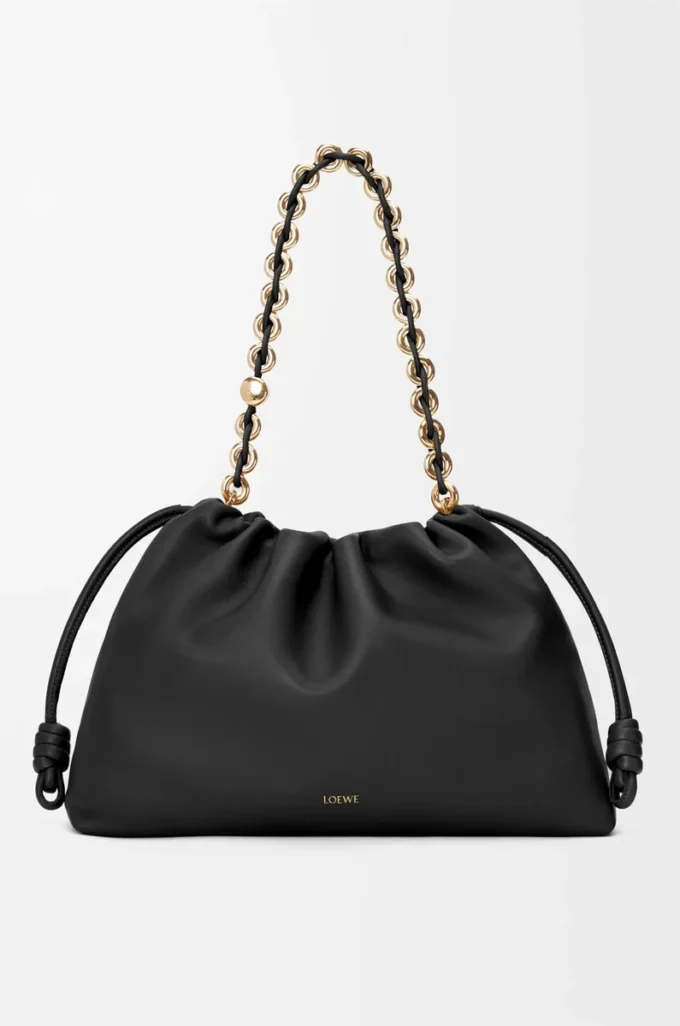 Large Flamenco purse in mellow nappa lambskin Black