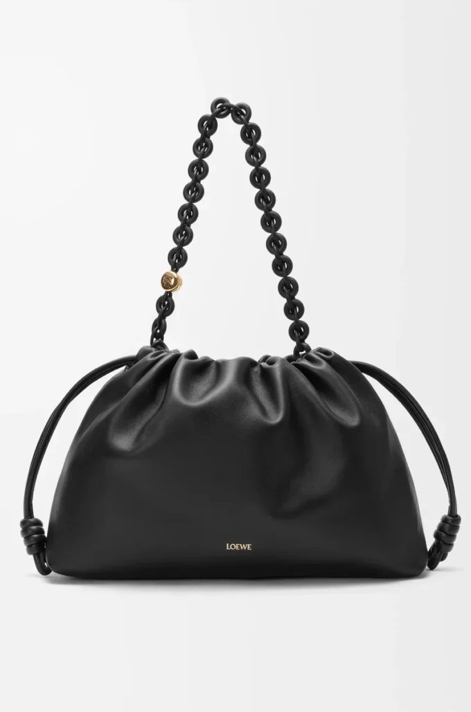 Large Flamenco purse in mellow nappa lambskin Black