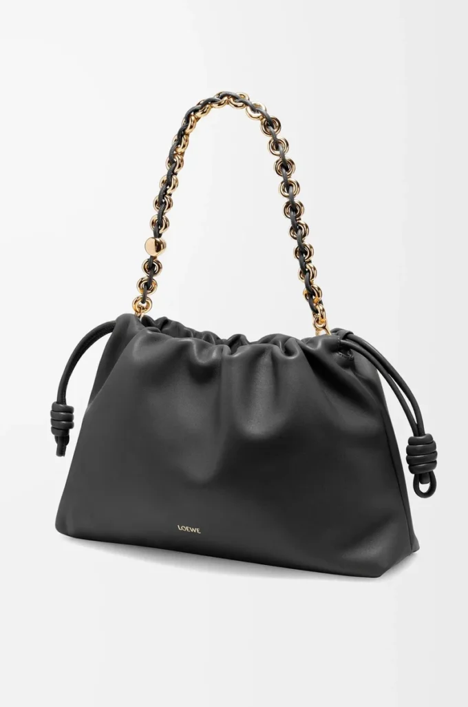 Large Flamenco purse in mellow nappa lambskin Black
