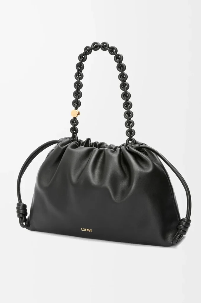 Large Flamenco purse in mellow nappa lambskin Black