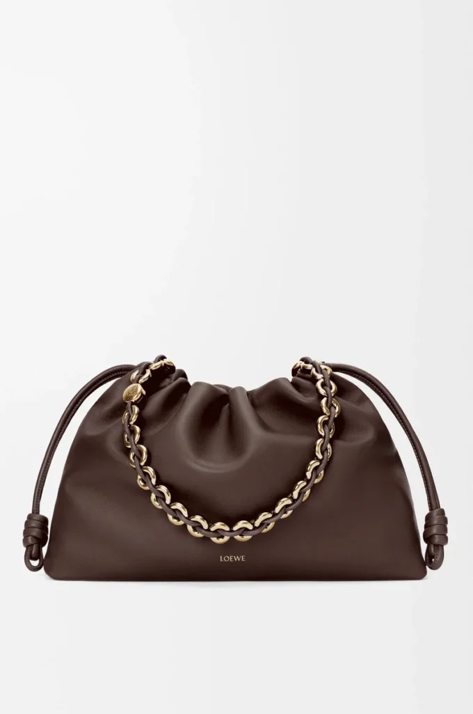 Large Flamenco purse in mellow nappa lambskin Dark Chestnut