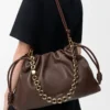 Large Flamenco purse in mellow nappa lambskin Dark Chestnut