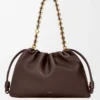 Large Flamenco purse in mellow nappa lambskin Dark Chestnut