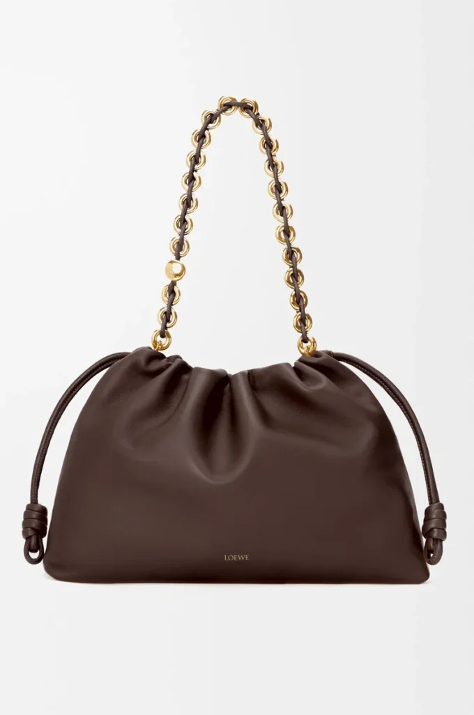 Large Flamenco purse in mellow nappa lambskin Dark Chestnut
