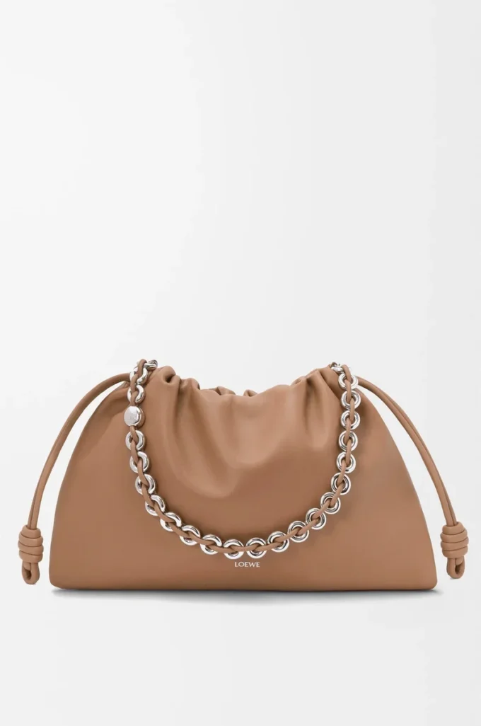 Large Flamenco purse in mellow nappa lambskin Mocha