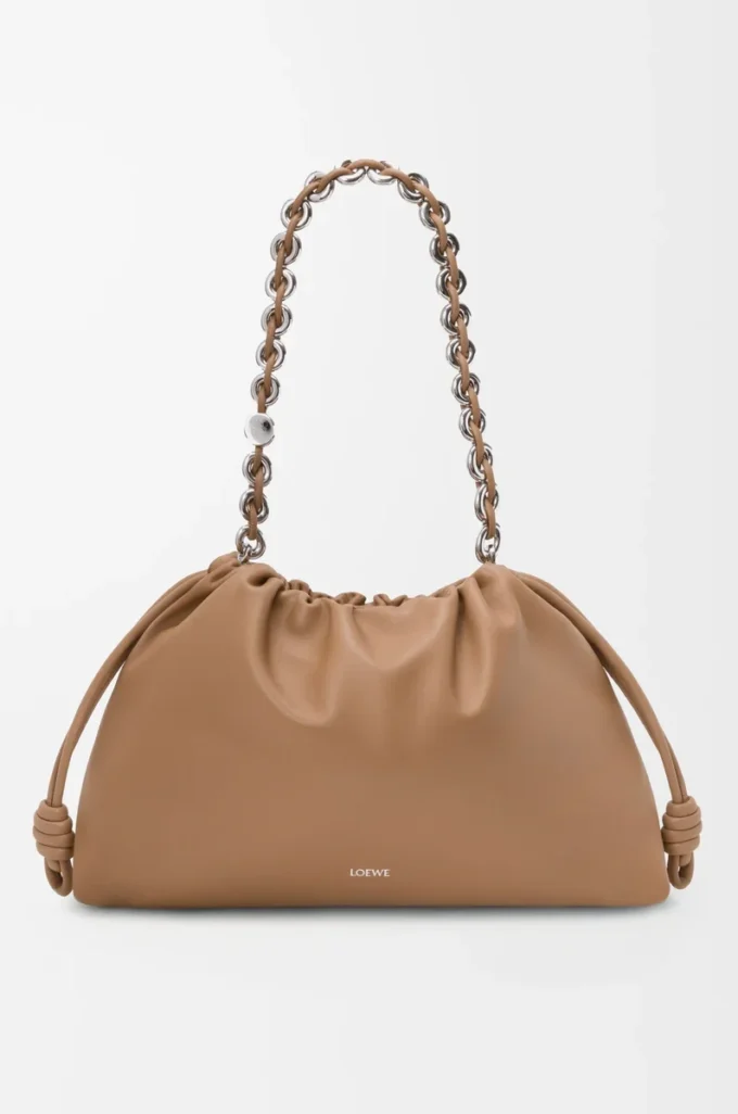 Large Flamenco purse in mellow nappa lambskin Mocha