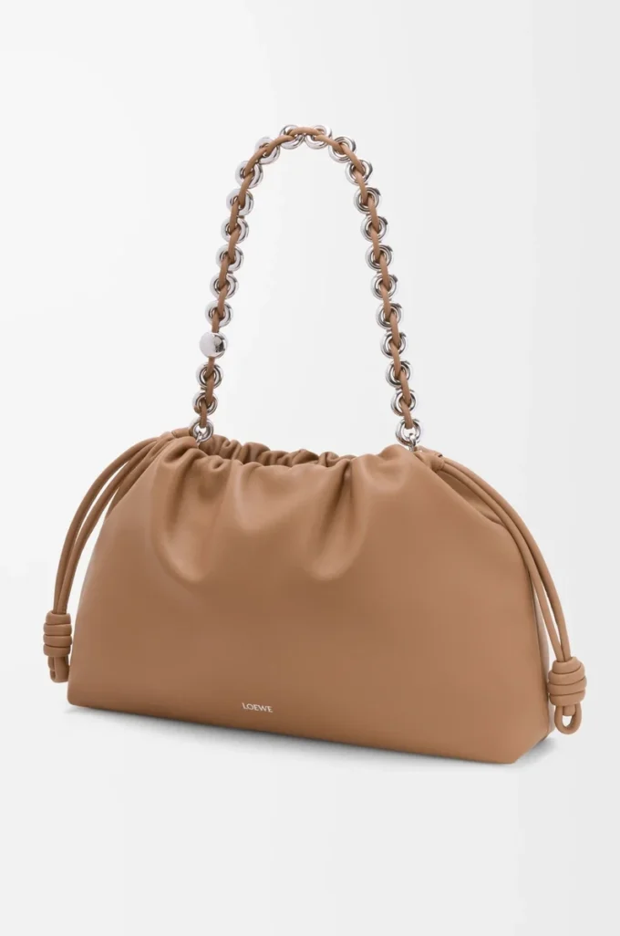 Large Flamenco purse in mellow nappa lambskin Mocha