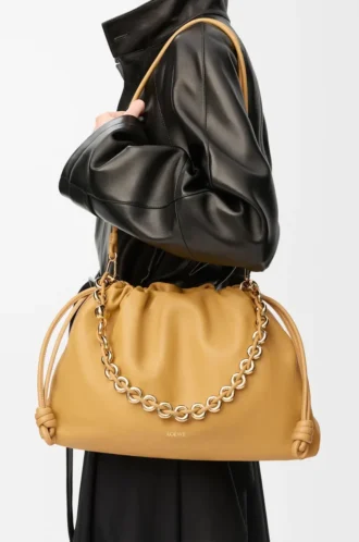 Large Flamenco purse in mellow nappa lambskin Sahara