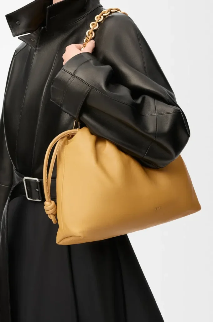 Large Flamenco purse in mellow nappa lambskin Sahara