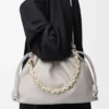 Large Flamenco purse in mellow nappa lambskin Shell Grey