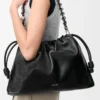 Large Flamenco purse in patent nappa lambskin Black