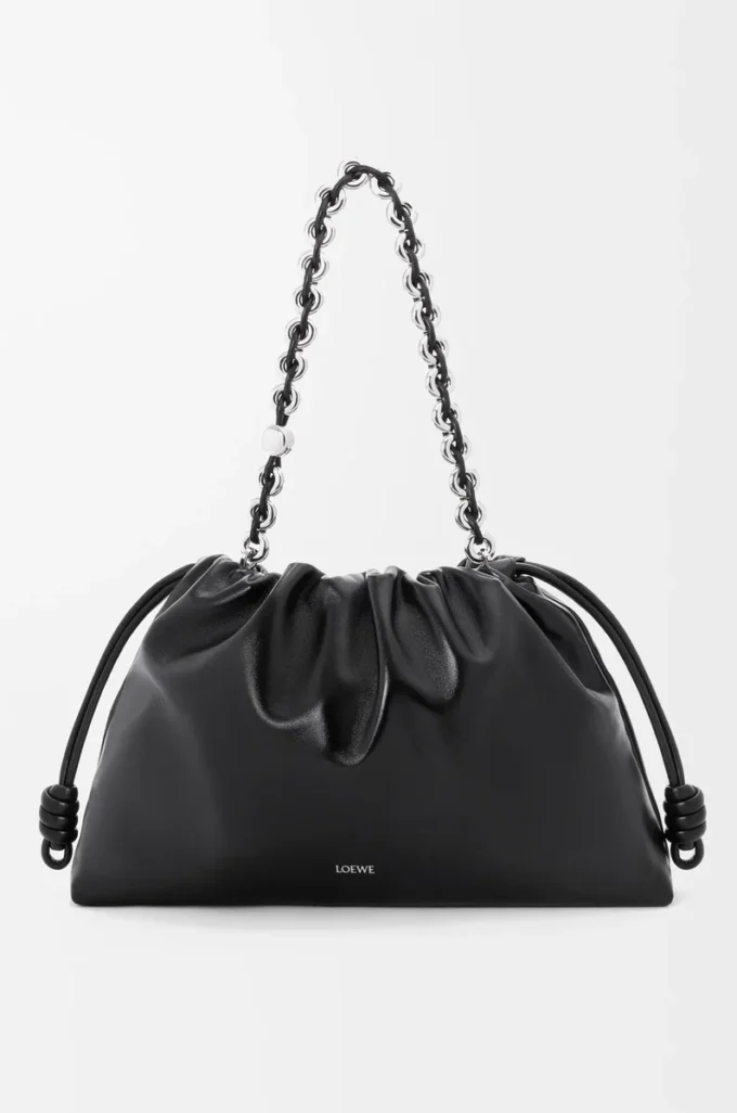 Large Flamenco purse in patent nappa lambskin Black
