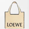 Large LOEWE Font tote in raffia Natural