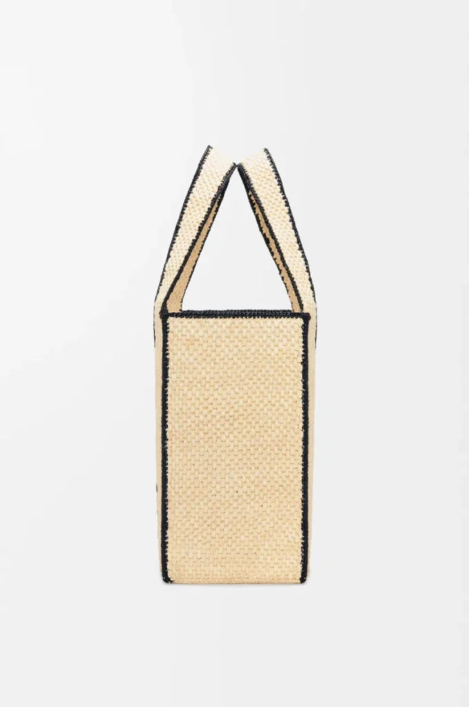 Large LOEWE Font tote in raffia Natural