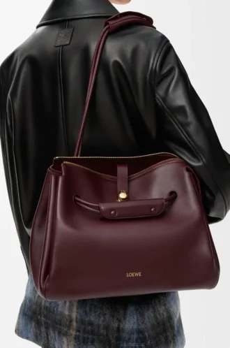 Large Madrid bag in supple calfskin Dark Burgundy