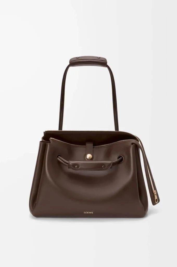 Large Madrid bag in supple calfskin Dark Chestnut