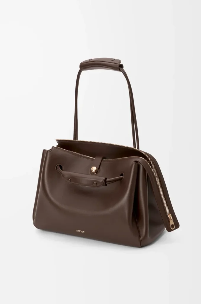 Large Madrid bag in supple calfskin Dark Chestnut