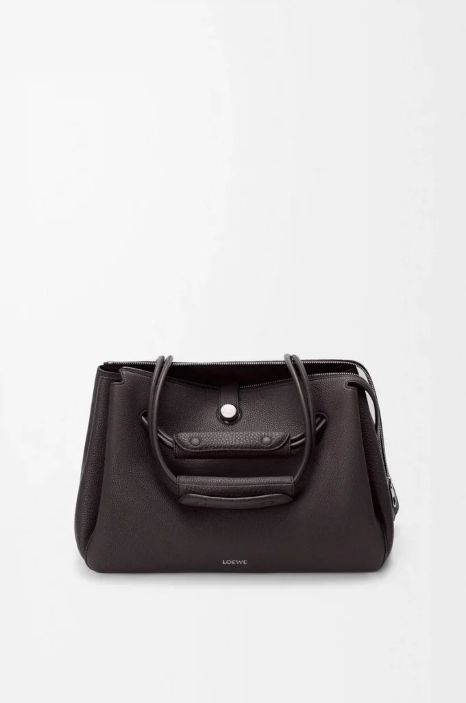 Large Madrid bag in supple grained calfskin Dark Ebony