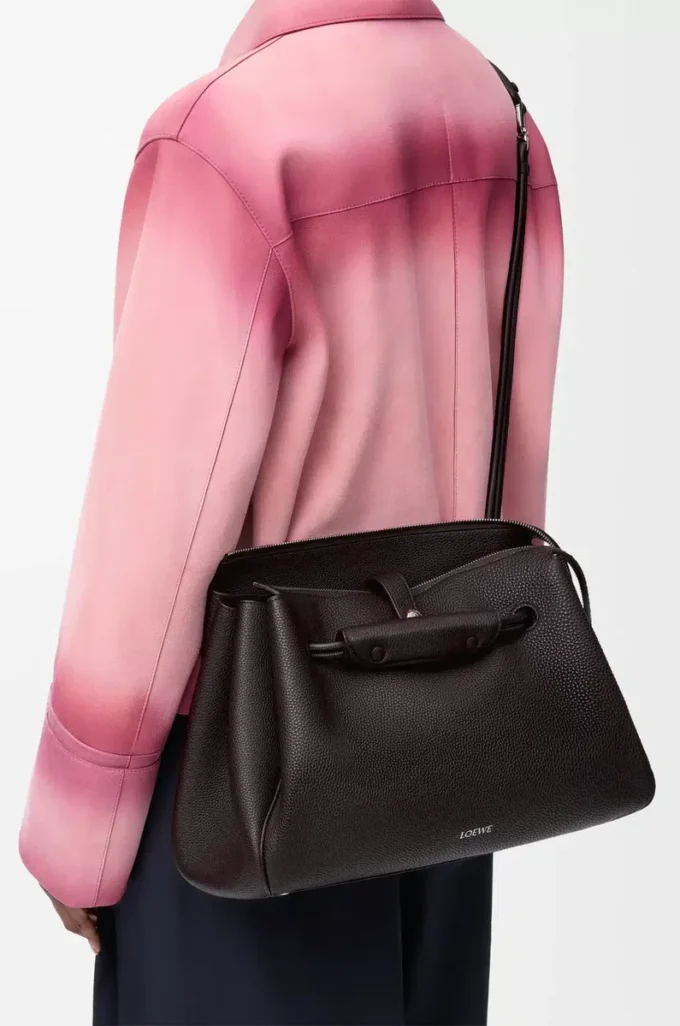 Large Madrid bag in supple grained calfskin Dark Ebony