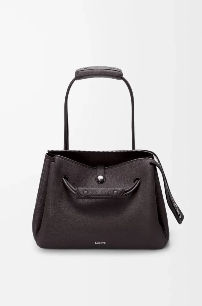 Large Madrid bag in supple grained calfskin Dark Ebony