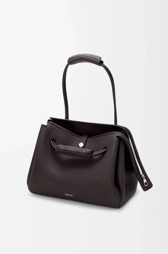 Large Madrid bag in supple grained calfskin Dark Ebony