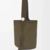 Large Pebble bucket bag in suede calfskin Dark Olive