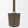Large Pebble bucket bag in suede calfskin Dark Olive