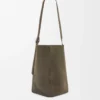 Large Pebble bucket bag in suede calfskin Dark Olive