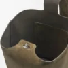 Large Pebble bucket bag in suede calfskin Dark Olive