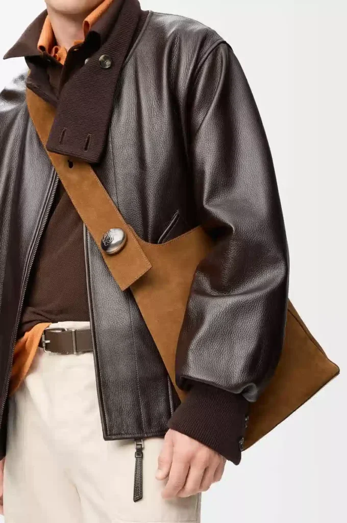 Large Pebble bucket bag in suede calfskin Tobacco