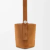 Large Pebble bucket bag in suede calfskin Tobacco
