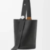 Large Pebble bucket in supple grained calfskin Black