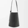 Large Pebble bucket in supple grained calfskin Black