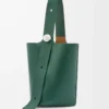 Large Pebble bucket in supple grained calfskin Evergreen