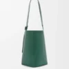 Large Pebble bucket in supple grained calfskin Evergreen