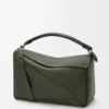 Large Puzzle bag in supple grained calfskin Dark Khaki