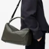 Large Puzzle bag in supple grained calfskin Dark Khaki