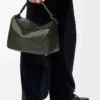 Large Puzzle bag in supple grained calfskin Dark Khaki