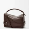Large Puzzle Biker bag in shiny calfskin Dark Chestnut