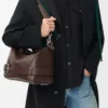 Large Puzzle Biker bag in shiny calfskin Dark Chestnut