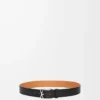 Layered Cross Buckle belt in smooth calfskin Black/Palladium