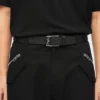 Layered Cross Buckle belt in smooth calfskin Black/Palladium