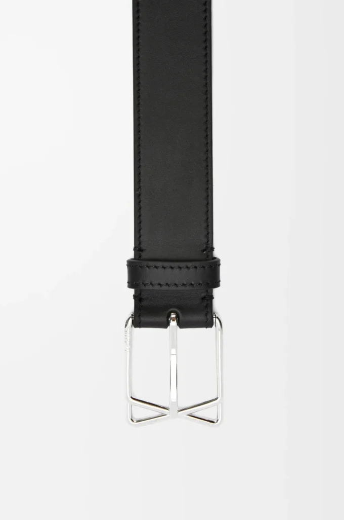 Layered Cross Buckle belt in smooth calfskin Black/Palladium