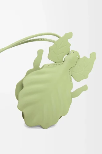 Leaf insect keyfob charm in classic calfskin Light Pear