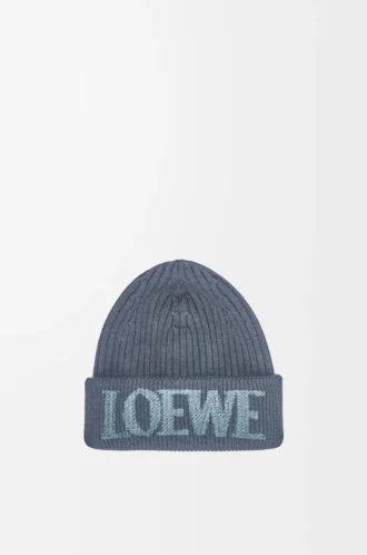 LOEWE beanie in wool Grey Blue