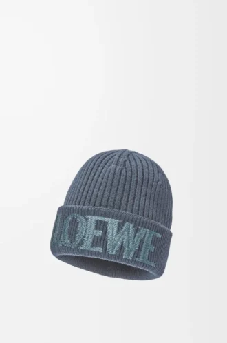 LOEWE beanie in wool Grey Blue