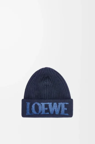 LOEWE beanie in wool Navy Blue